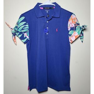 NWT|Polo Ralph Lauren Royal Navy Floral Short Sleeve Golf Polo, SMALL